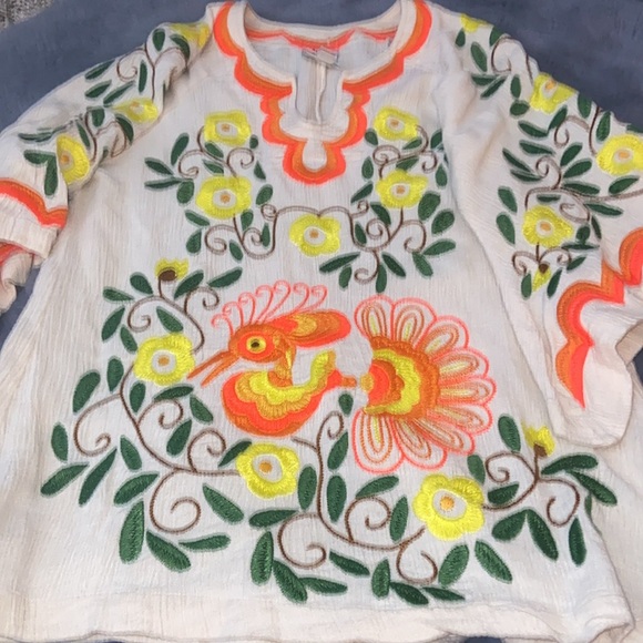 Women's Cream and Orange Shirt XS - Picture 2 of 5